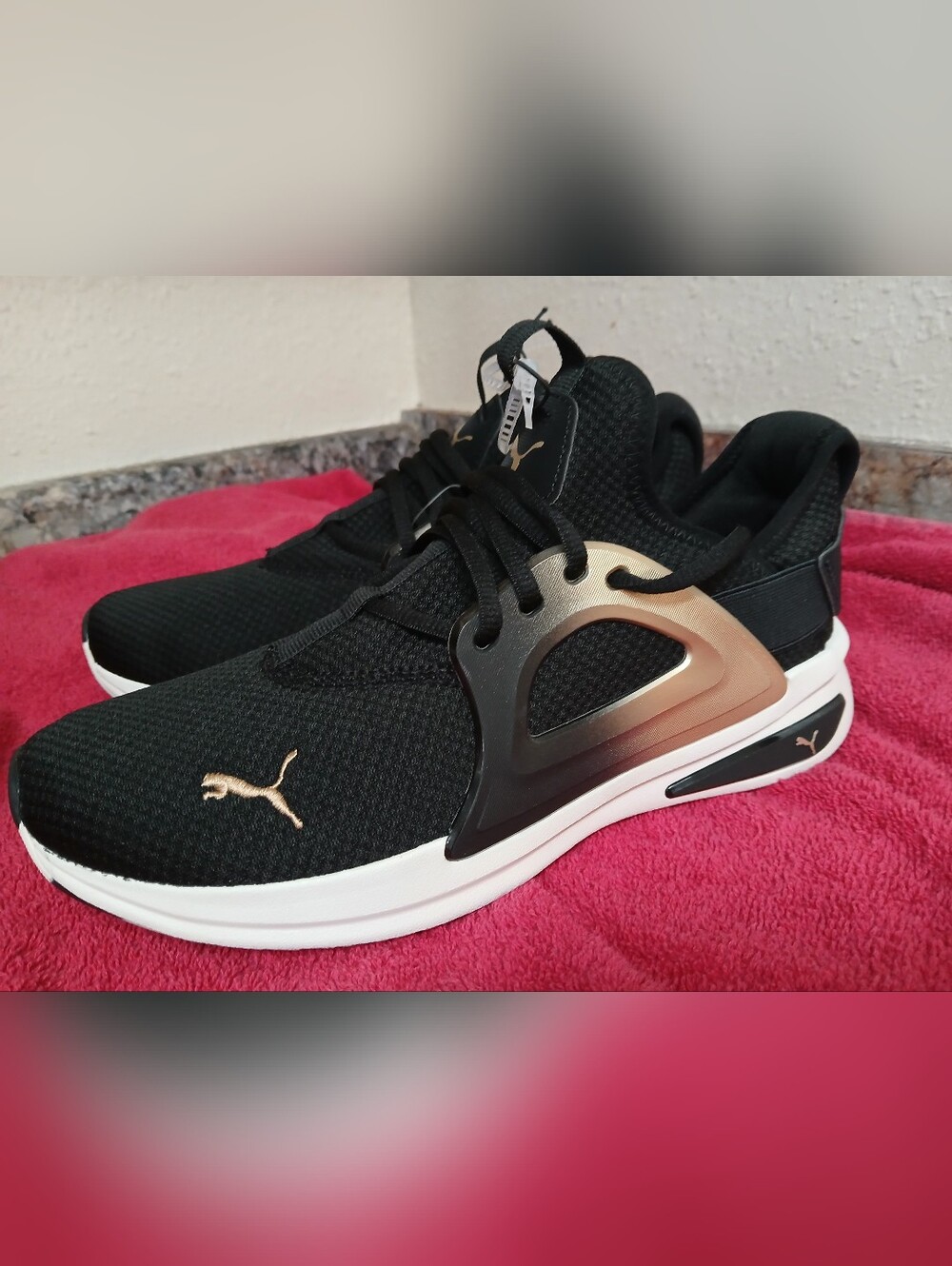 NWT Puma Woman's Black Athletic with Gold Accents, SOFTRIDE Runnig Shoes - Picture 6 of 9